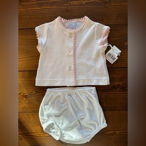 Pixie Lily jersey diaper set in pink. 3 months